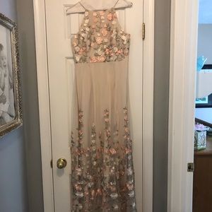 Gorgeous nude formal with embroidered flowers